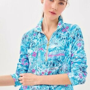 Lilly Pulitzer Blue and Pink Floral Pullover New Never Open Never use Size Small